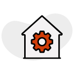 Home with gear in the center icon