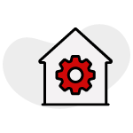 Home with gear in the center icon